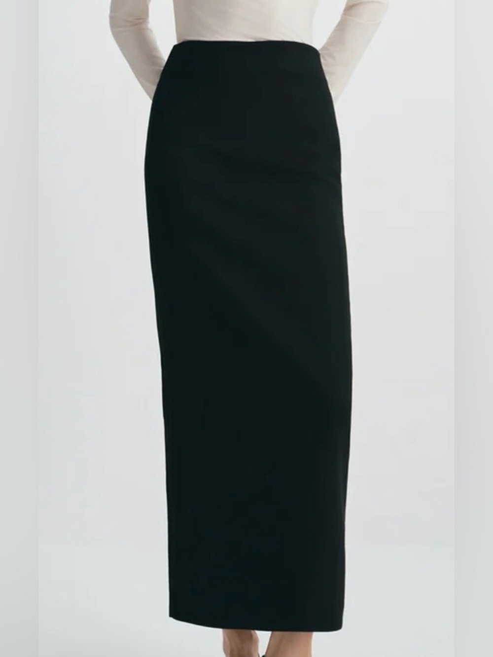 New! ARCH THE Black Long Midi column Skirt CBK Quiet Luxury  40 / M  $595